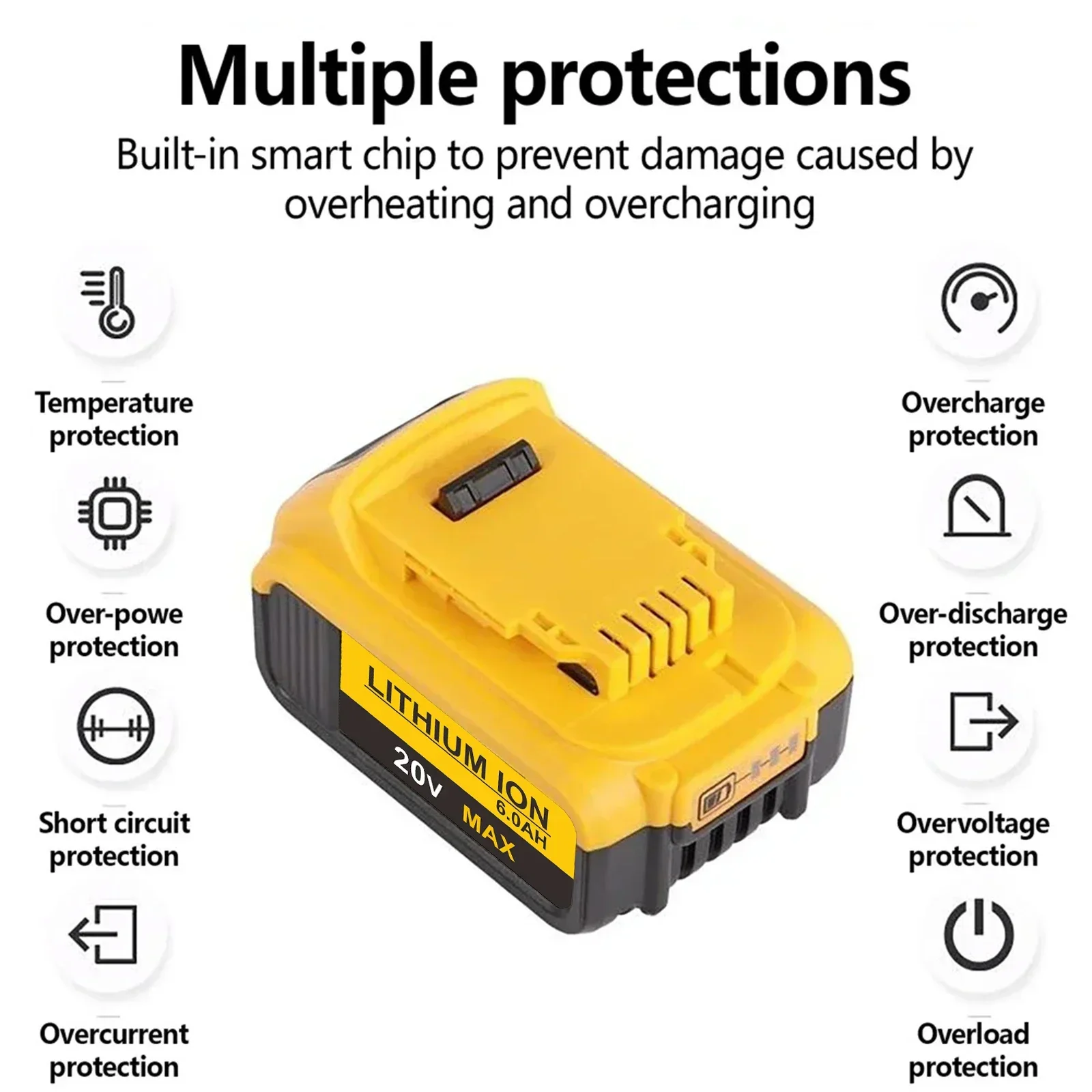 PURFIELD 4.0 5.0 6.0Ah for Dewalt 18V 20V power Tools rechargeable electric Accessories Lithium batteries Replace DCB200 DCB184