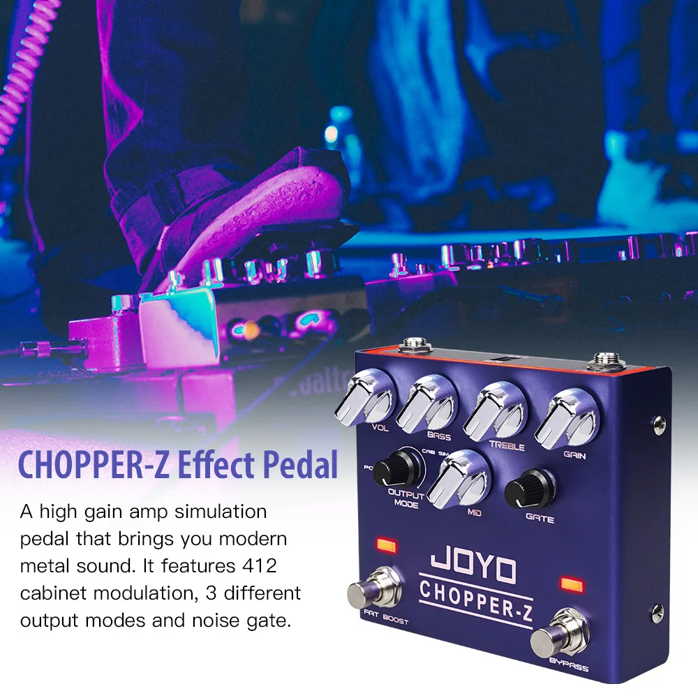 JOYO R-18 CHOPPER-Z Distortion Guitar Effect Pedal Modern Metal Sound Noise Gate High Gain Amplifier Simulation Guitar Pedal