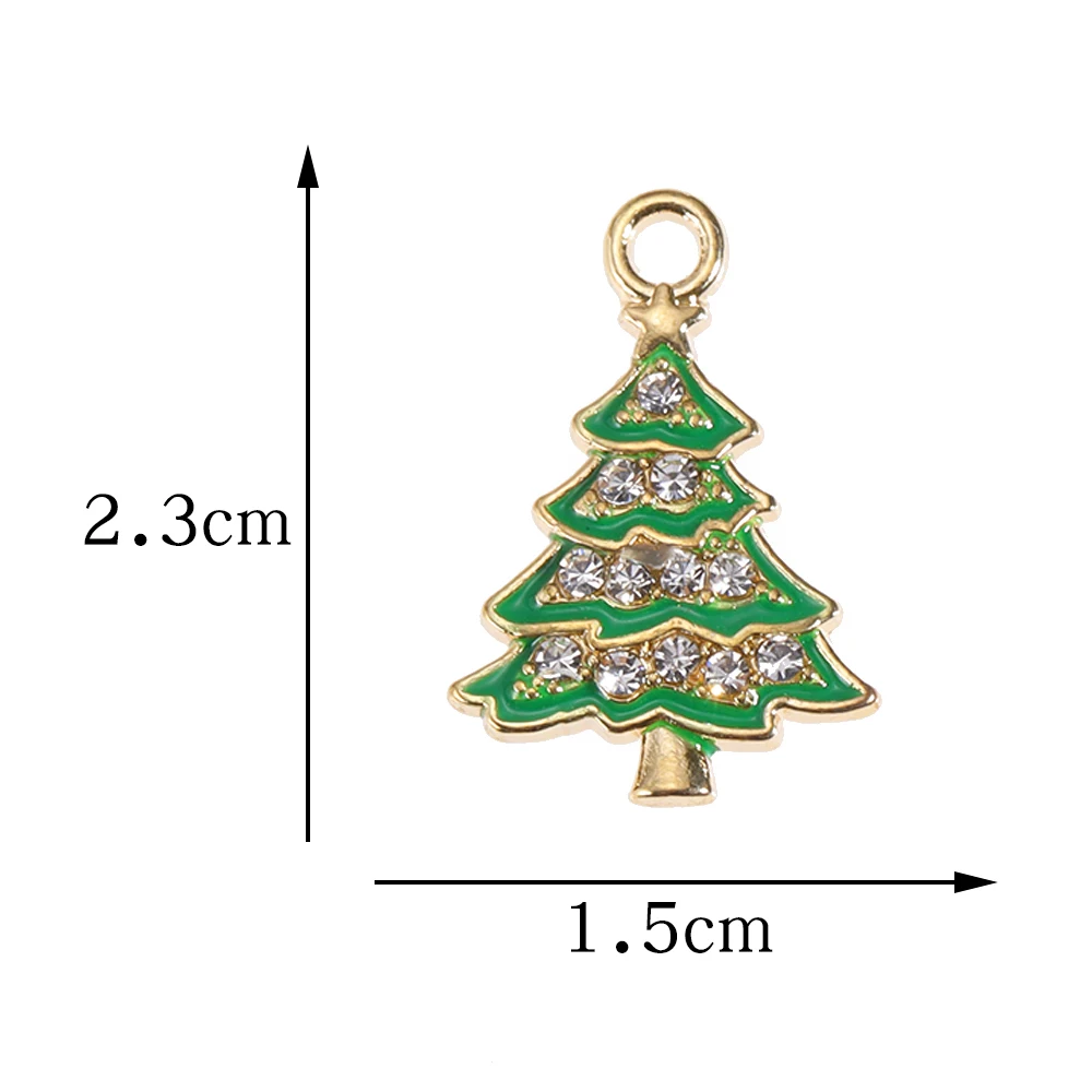 10 Stück schöne grüne Weihnachtsbaum Emaille Legierung Anhänger für Weihnachtsfeier Schmuck Ohrringe Halskette DIY handgemachten Schmuck Handwerk – Detail 3