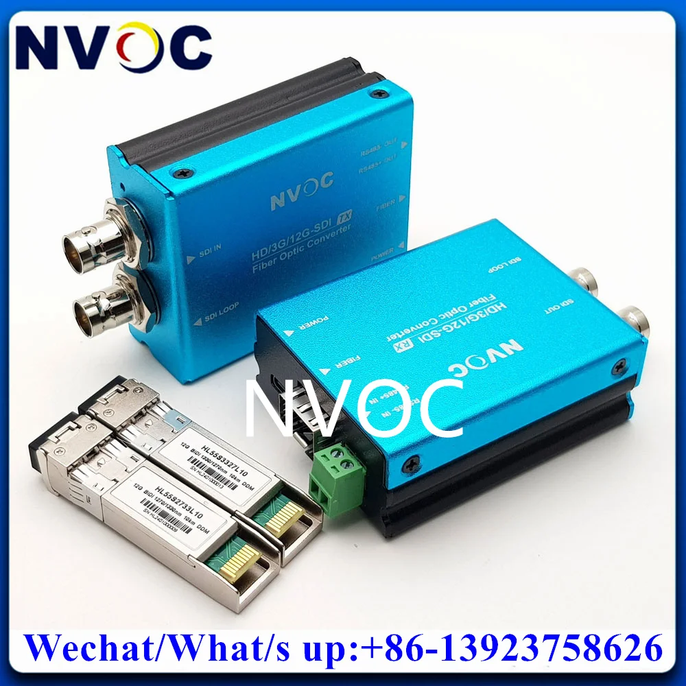 Broadcasting 1Ch Forward Mini 12G-SDI to Fiber Converter Transceiver with 1Ch Reverse RS485 and 12G BIDI SMF LC SFP Module