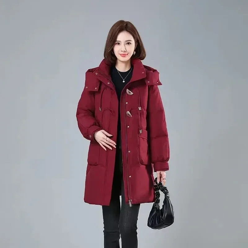 

2023 New Collection Parka Clothes Hooded Down Cotton Coat Women's Mid Length Winter New Loose Thickened Warm Jacket