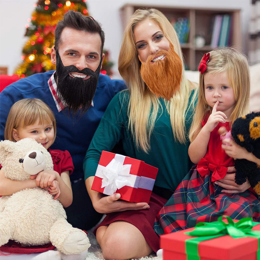 6Pcs Halloween Fake Beard Men Realistic Facial Hair Prop Cosplay Costume Party Mustaches Role Playing Fake Beard