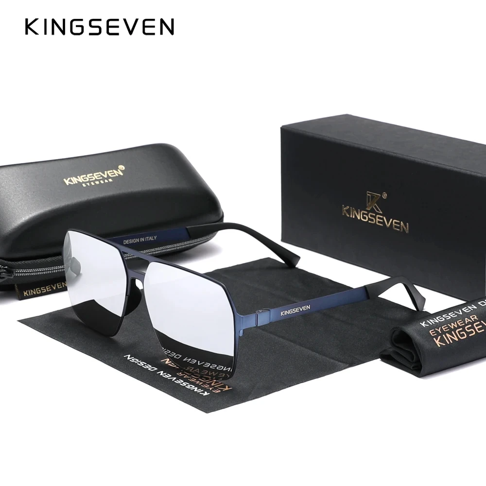KINGSEVEN klasyczne męskie okulary przeciwsłoneczne spolaryzowane okulary UV400 kwadratowe Pilot wysokiej jakości antyrefleksyjne okulary do jazdy Retro