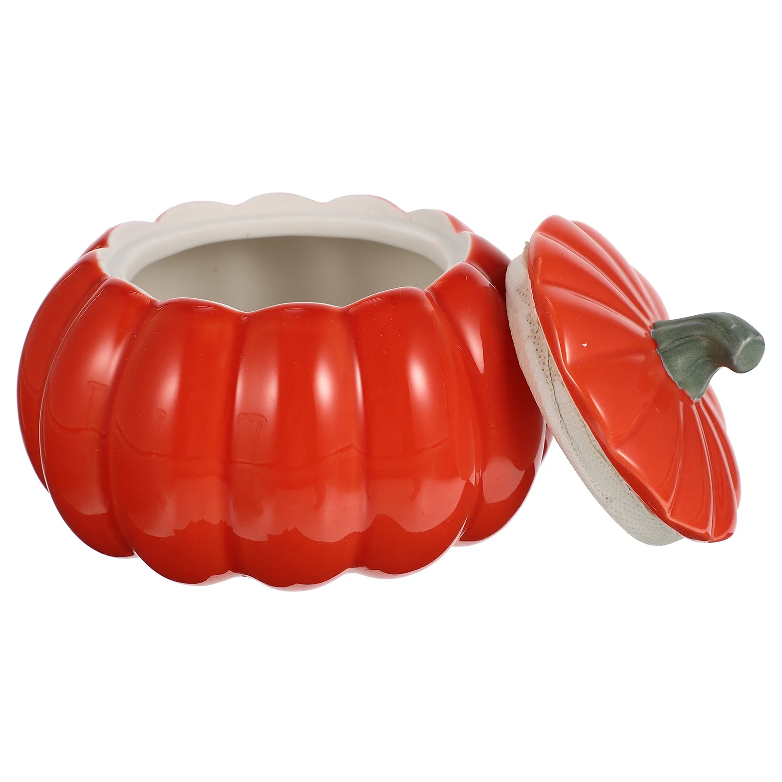 وعاء تخزين اليقطين البرتقالي حاوية الطعام الجاف السيراميك ختم محكم للحبوب والمكسرات والتوابل وعاء الشاي ديكور الهالوين