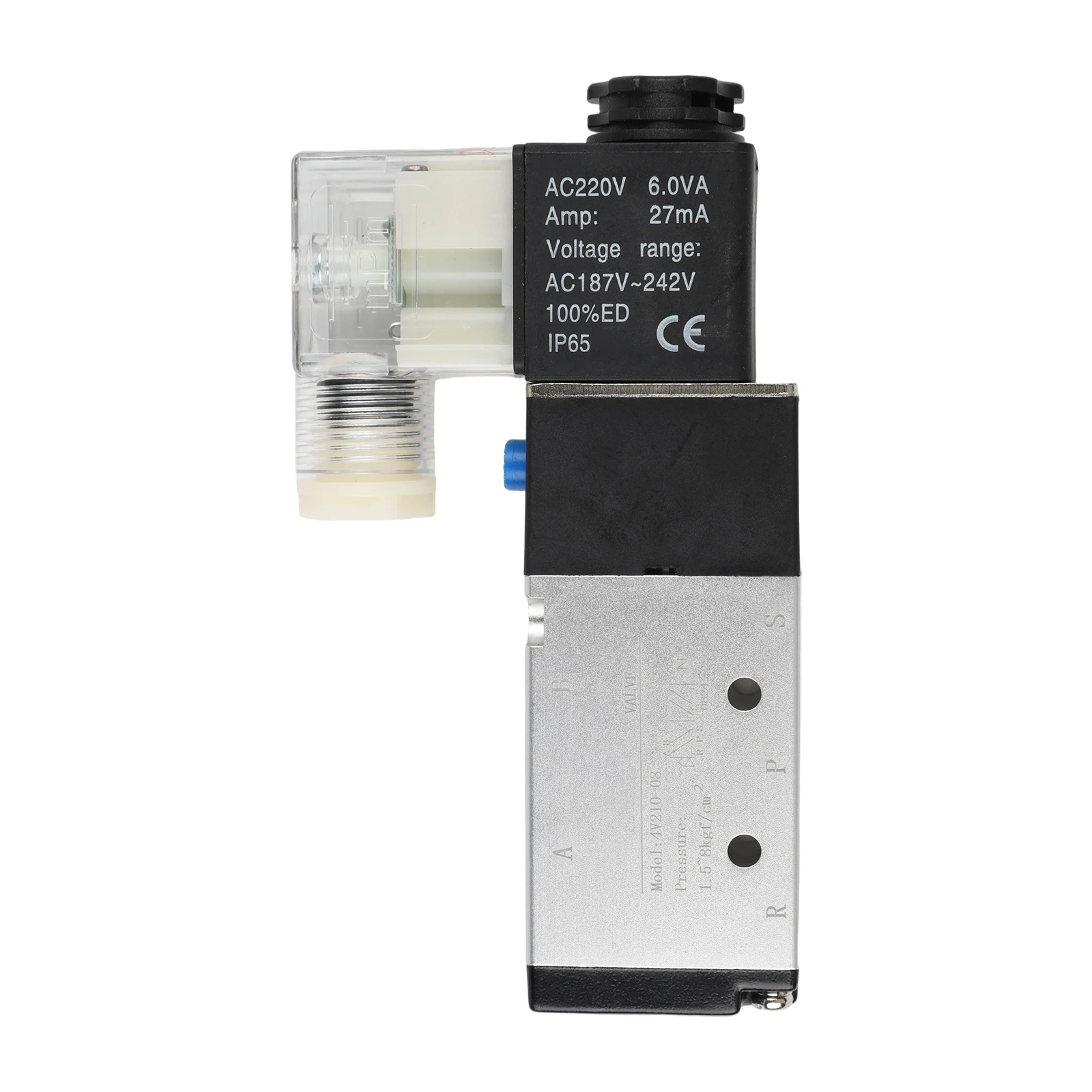 

AC 220V 4V210-08 Solenoid Valve 5 Way 2 Position With 1/4" BSPT Port Pneumatic Air Control For Industrial Machinery