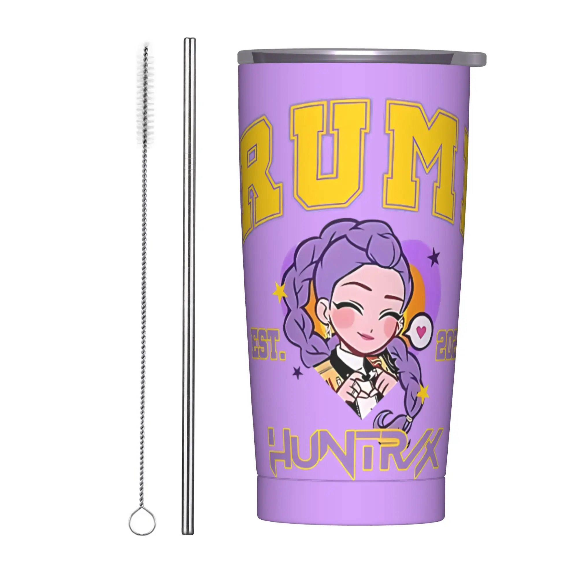 

RUMI HUNTRX - HUNTRIX Kpop Demon Hunters Insulated Tumbler with Straws Lid Vacuum Thermal Mug Double Wall Drinks Cups, 20oz