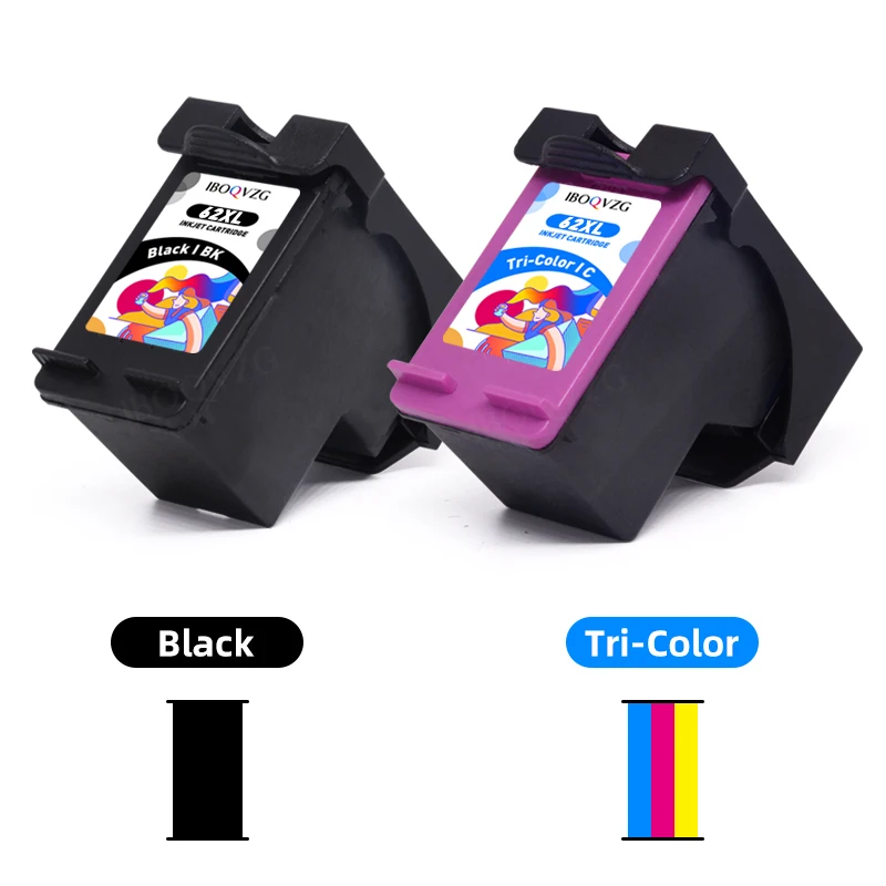 IBOQVZG Ink Cartridge 62XL Replacement For HP 62 XL For HP62 Officejet 5740 5741 5742 5743 5745 200 250 5744 5746 Printers