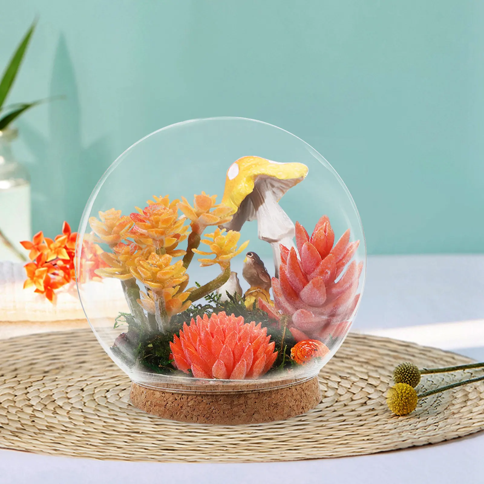 

Набор из 3 стеклянных колб-декораций для цветов: прозрачные стеклянные купола с деревянным основанием, украшения ручной работы для стола и дома