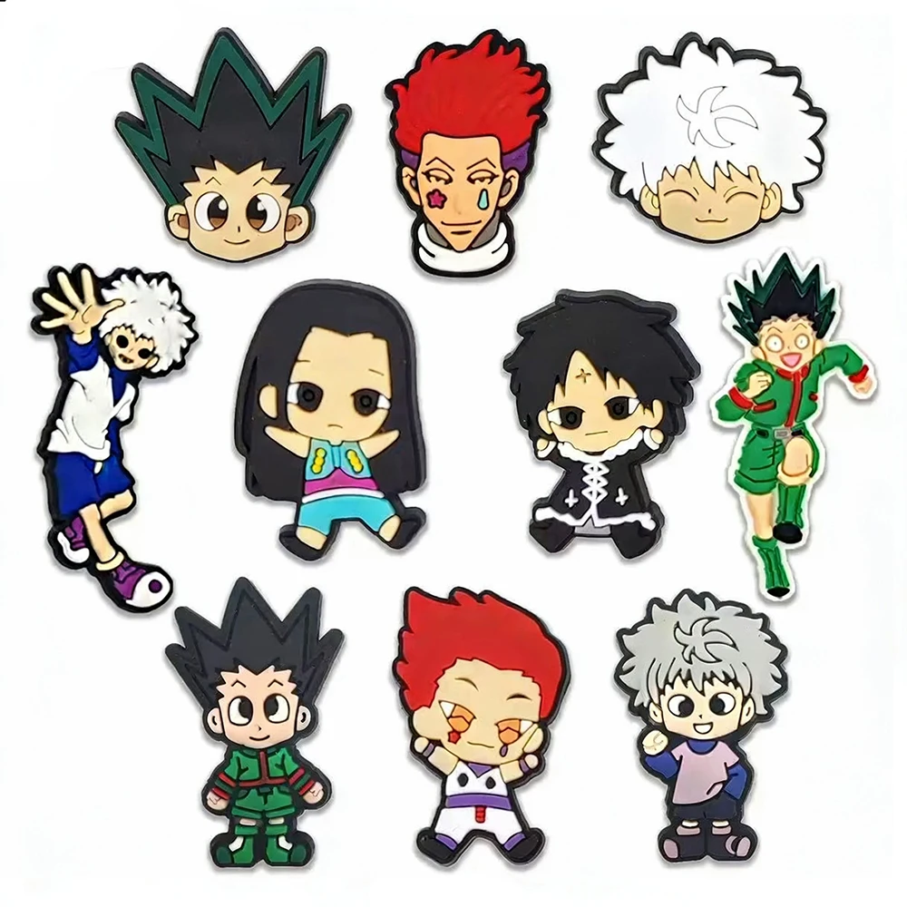 10-16Pcs Japanese Anime Hunter Shoe Charms Cartoon Clogs Sandals Decoration Shoes Accessories Buckle for Girl Friends Gift
