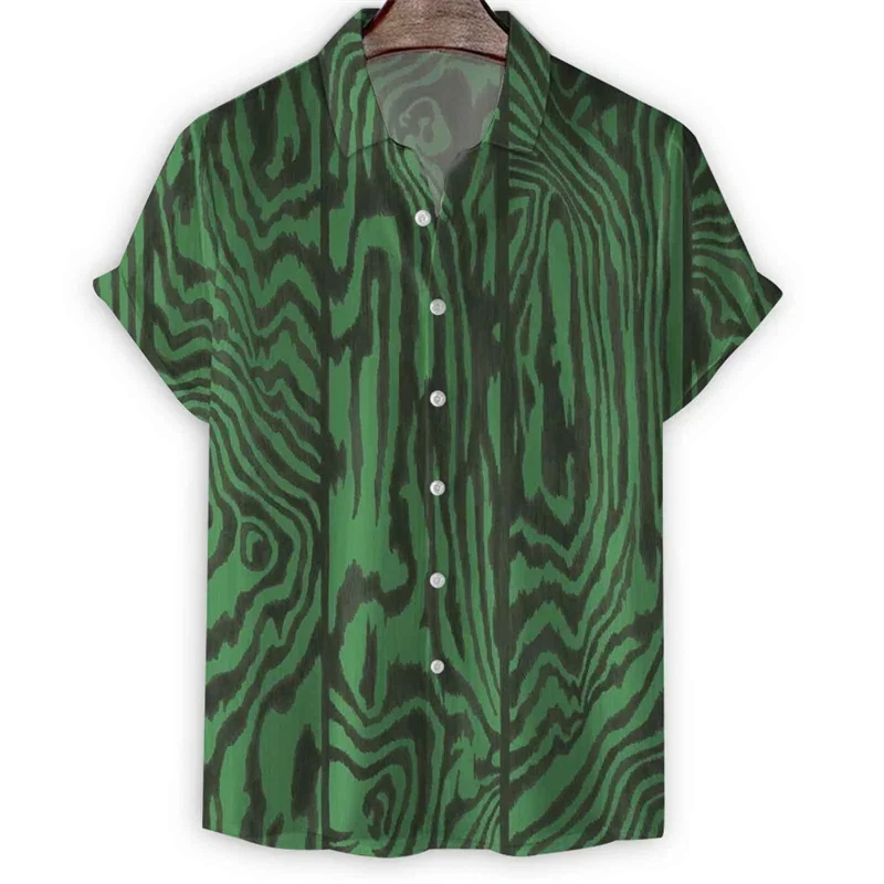 هندسية ثلاثية الأبعاد طباعة المشارب قميص هاواي صيفي للرجال الصيف التلبيب زر قمصان بلايز الشارع قصيرة الأكمام تيز بلوزة فضفاضة باردة #3