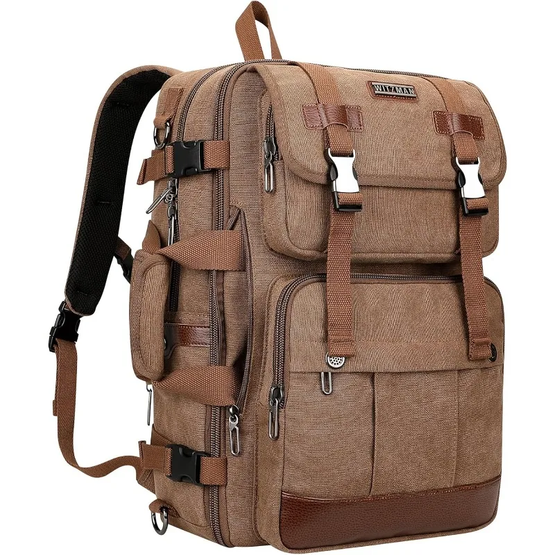 

Canvas Travel Backpack for Men Large Laptop Backpack Fit 17 inch Carry-on Airline Approved Convertible Shoulder Rucksack