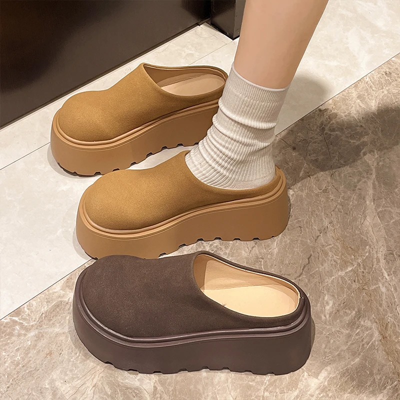 Shoes Womens Slippers Outdoor Platform Slides Pantofle Cover Toe 2024 Cover Toe Female Shoes Ladies' Slippers Platform 2024