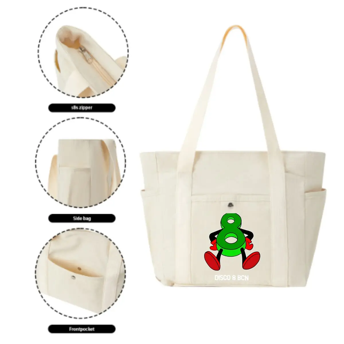 Cartoon Number 8 Character Multi-Pocket Shoulder Bag – Handles Daily Errands Easily