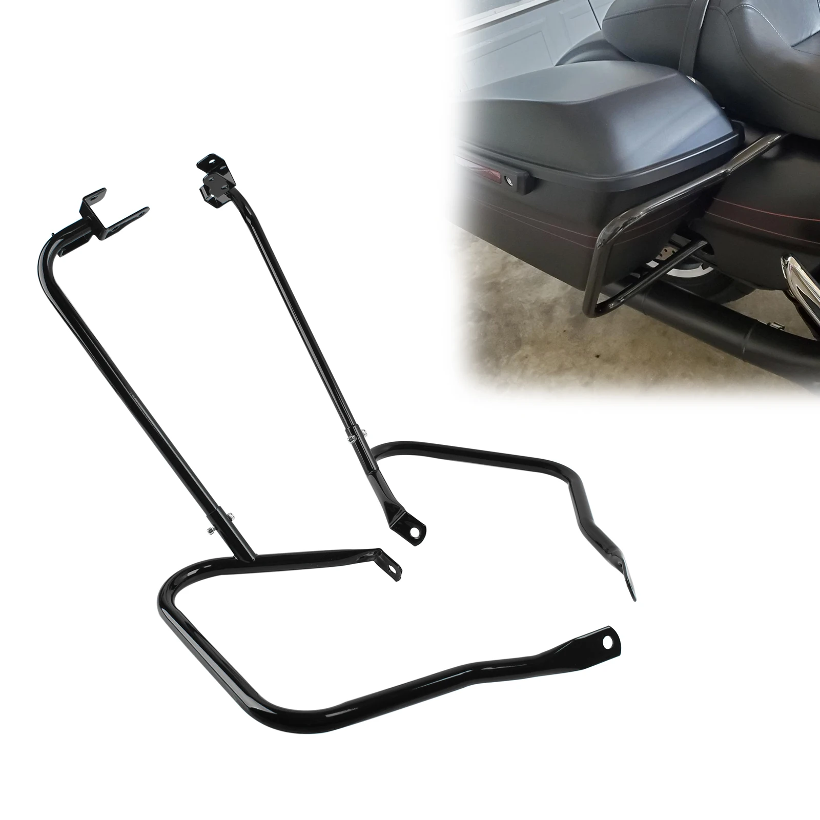 

Rear Saddlebag Bracket Guards Bar Support Kit For Harley Touring Electra Street Glide Road King Ultra Classic Limited CVO 14-24