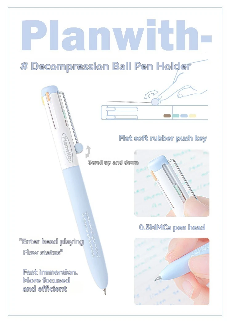 1 x Gelstift, mehrfarbiger Stift mit hohem ästhetischem Wert und mehreren Farben in einem, neutralem Stift, spezieller Markierungsstift für Notizen – Detail 4