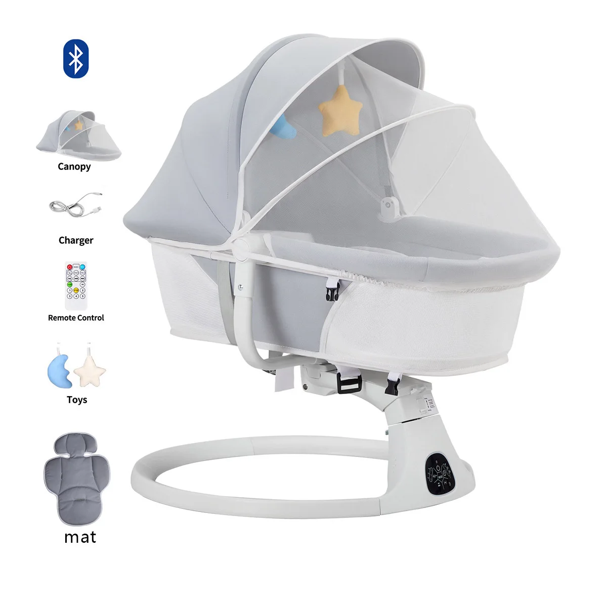 Baby Cradle Rocking Chair Multifunctional Electric Cradle Rocker Newborn Coax Baby Lie Flat Rocking Bed Sleeping Basket