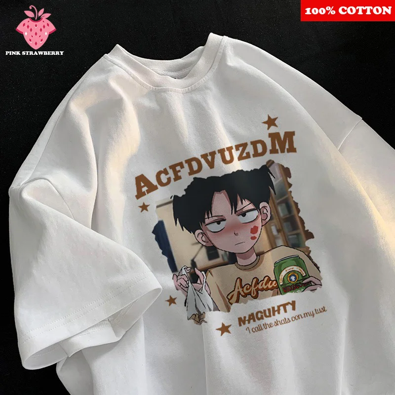 

Japanese Anime Cartoon Print T-shirt Men Women Summer 2025 New 100% Cotton Short sleeve Couple T-Shirt Y2k Tops Youth clothing