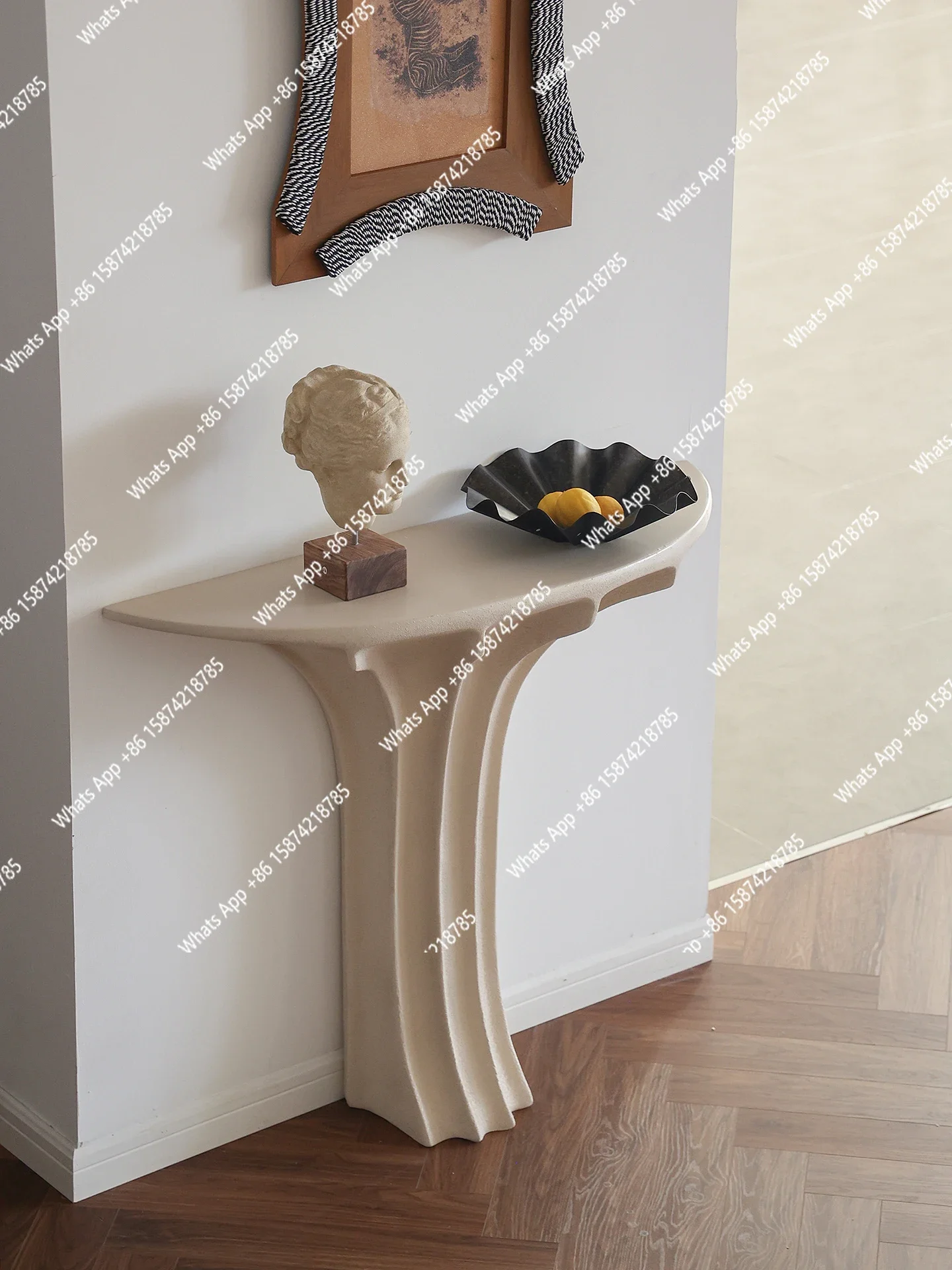 

MX Medieval Art Entrance Table French Cream Wind Very Narrow Decorative Table Living Room Against The Wall Entrance Platform