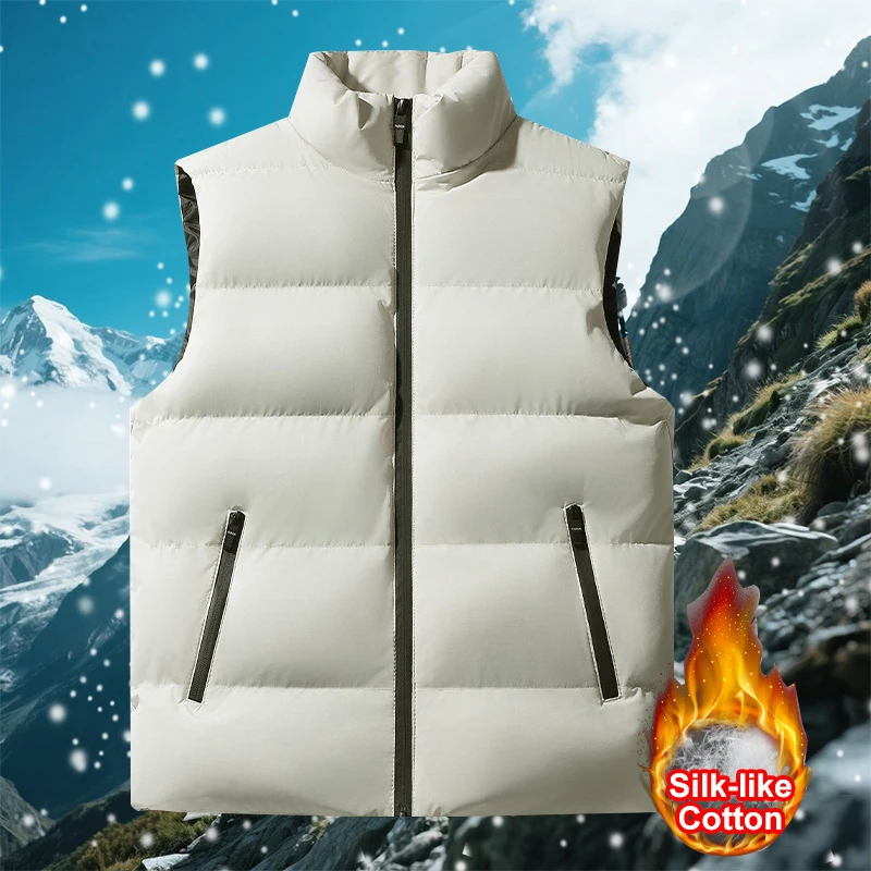 

Autumn Men' Sleeveless Vest Jackets Winter Fashion Male Cotton-Padded Vest Coats Men Stand Collar Warm Waistcoats Clothing 5XL