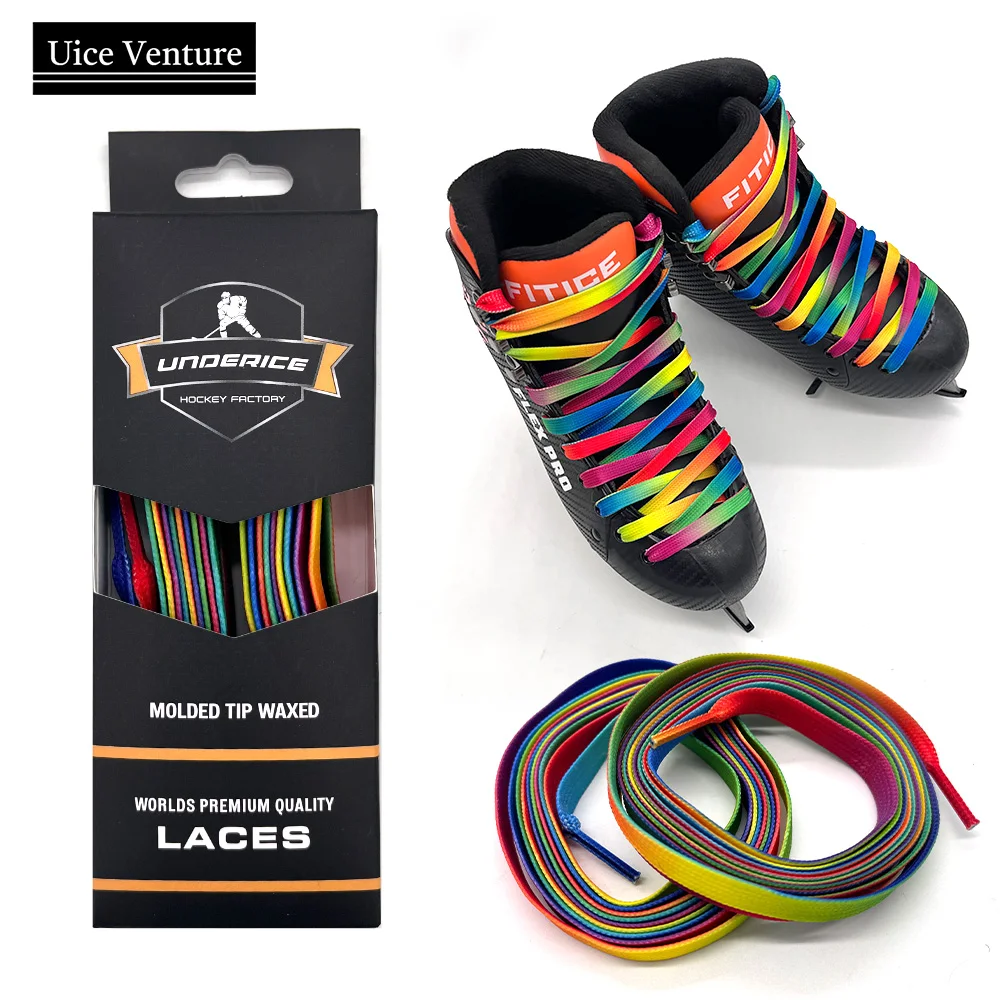 Ice Hockey Skate Laces 72-130inch Hockey Accessories Dual Layer Braid Reinforced Waxed Tip Design For Ice Hockey Skate Sneakers