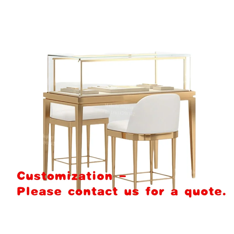custom.Custom 2026 New Design Gold & White Stainless Steel Plated Container Jewelry Display with Electronic Lock Luxury Cus