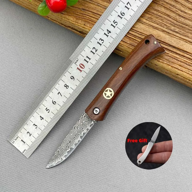 

Складные ножи из дамасской стали, нож EDC, портативные ножи для кемпинга, нож ручной работы, ручка из красного сандалового дерева