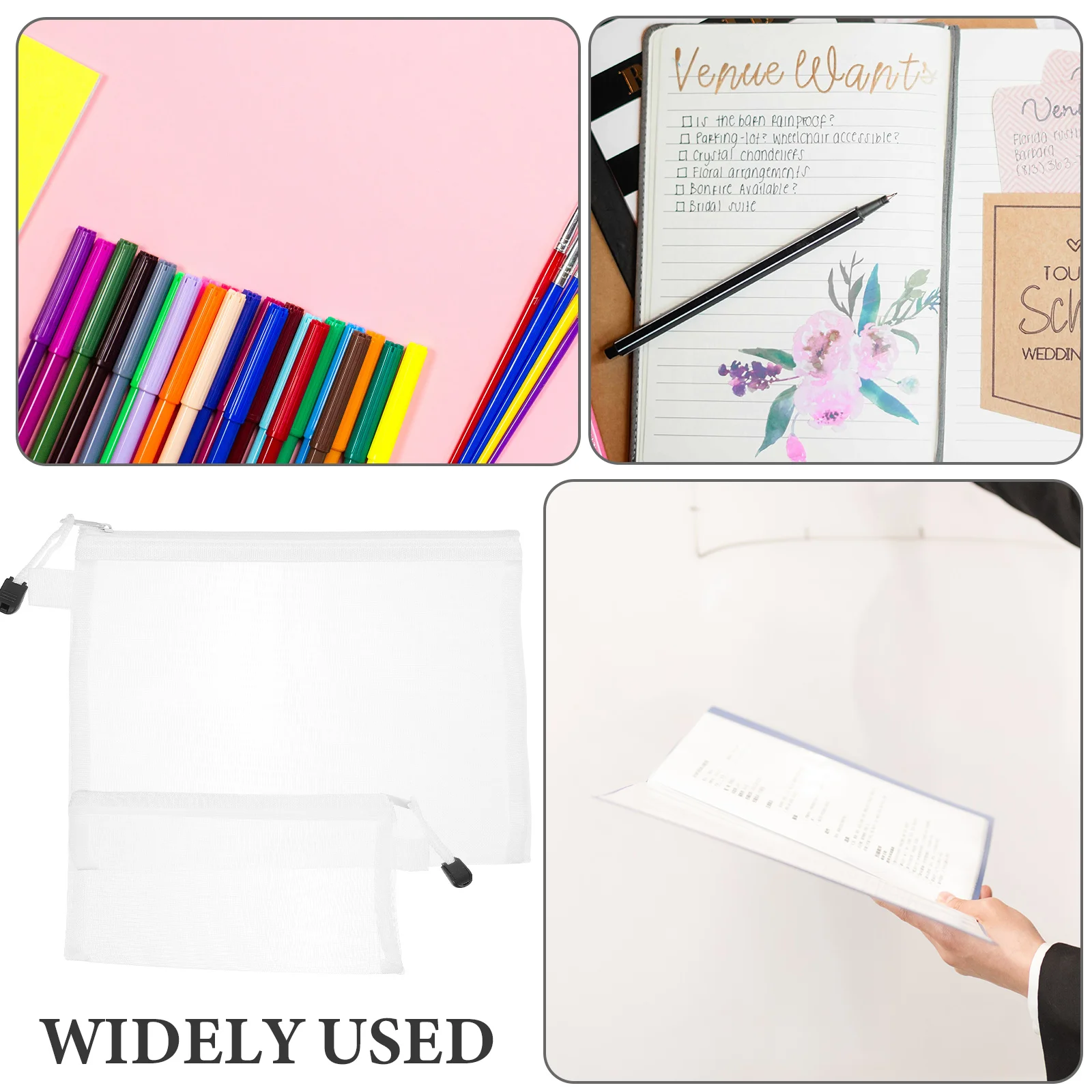 

4 Pcs A4 A5 A6 Mesh Zipper File Pouch Document Storage Bag School Office Supplies Pen Case Waterproof Sealed Zip Simple