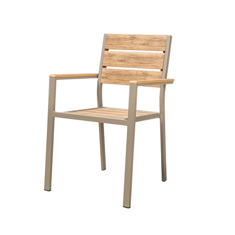 Patio Backyard Furniture Garden Aluminum Dining Chair Plastic Wood Outdoor Dining Chair