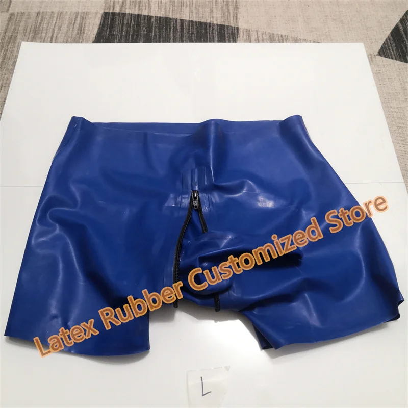 Natural Latex Mens Boxer Shorts Rubber Fetish with Front Sheath and Back Sheath Back Zip Panties Underwear Handmade