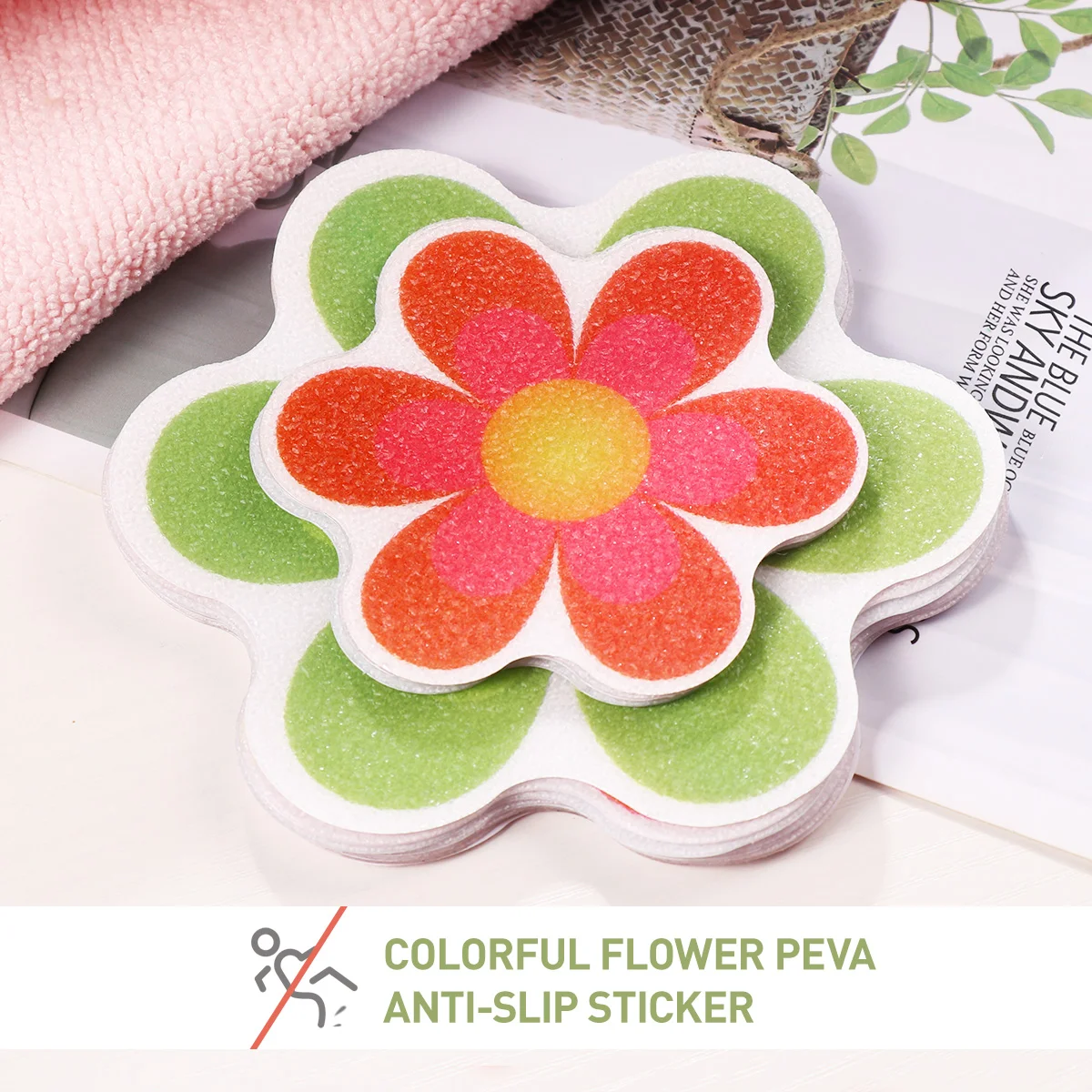 Stiker bak mandi Anti selip, stiker lantai kamar mandi Anti licin warna-warni