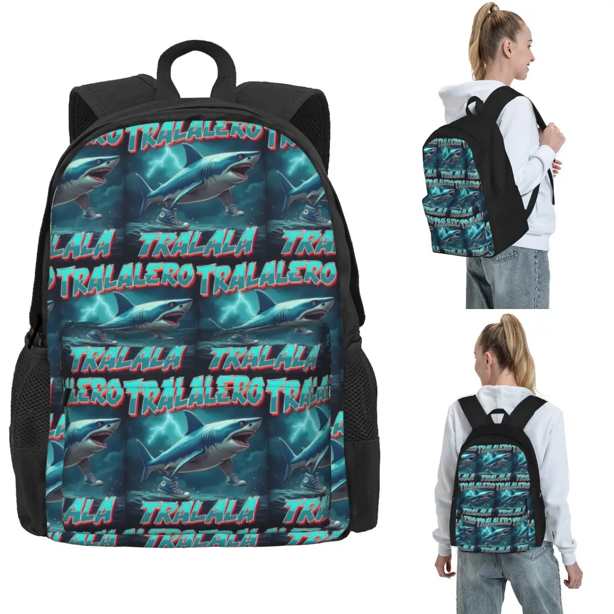 

Tralalero Tralala Bootleg Brainrot, итальянский Brainrot Meme, Funny Tralalero Shark Meme, школьные сумки, дорожный рюкзак, сумка на плечо