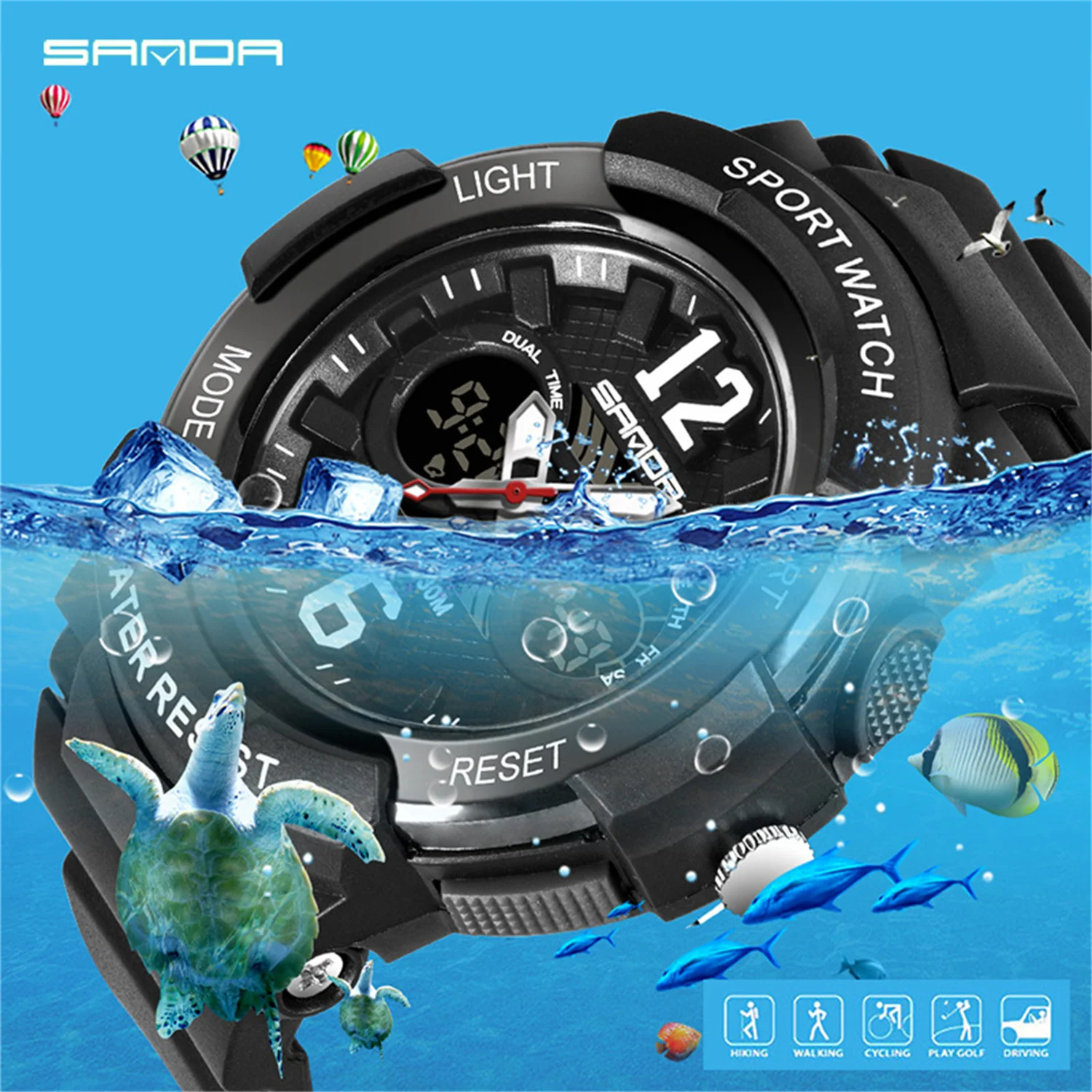 

Sanda Waterproof Watch Children's Outdoor Sports Electronic Watch Fashion Leisure Multi functional Student Watch