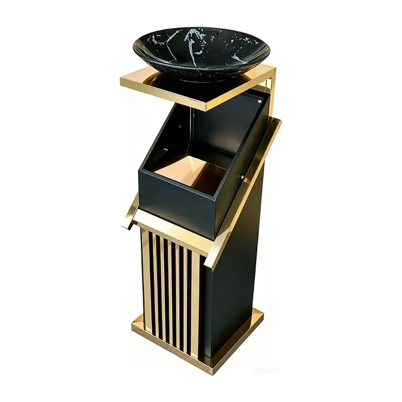 High Quality Stainless Steel Metal Recycling Bin Ashtray Set for Garbage Collection Station