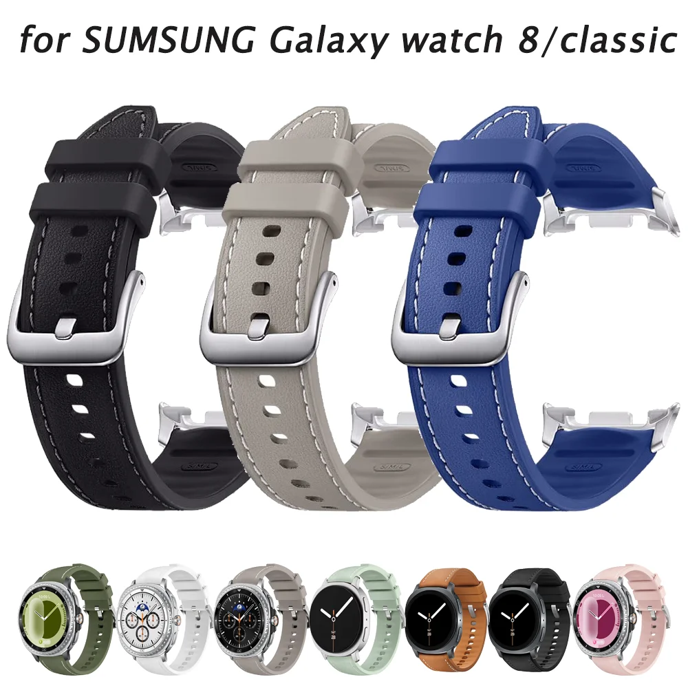 

Официальный гибридный кожаный ремешок для Samsung Galaxy Watch 8, ремешок 40/44 мм, фирменный стежок Correa Galaxy Watch 8, ремешок 46 мм