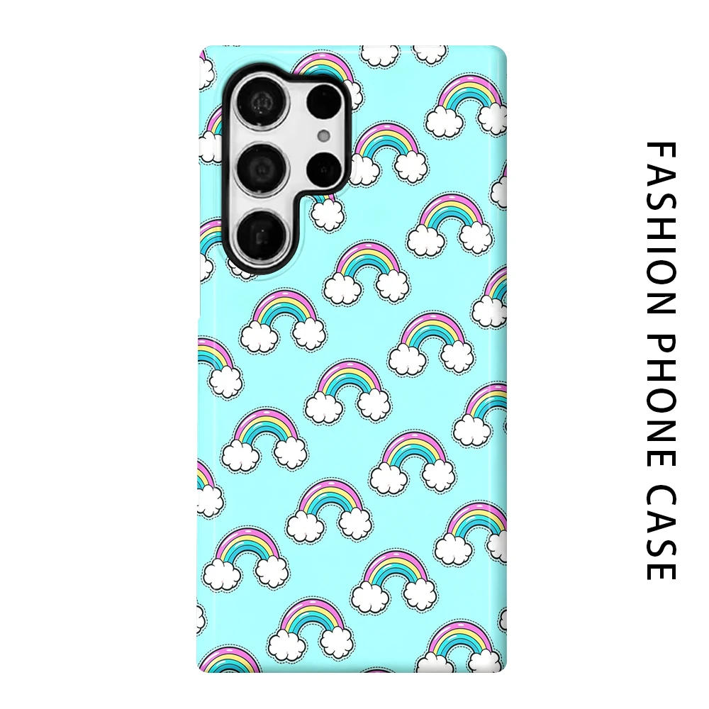 Rainbow Cloud Phone Case for For Samsung Galaxy S26 S25 S24 S23 S20 FE A56 A36 Ultra Glossy HD Hard Cover Film Shell