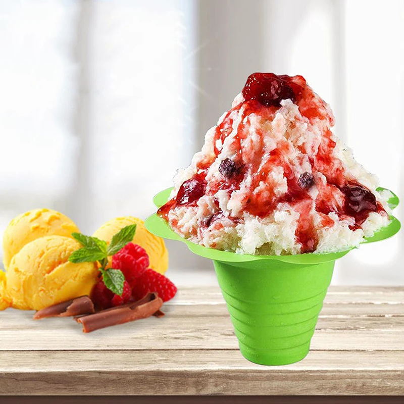 20Pcs Disposable Yogurt Cups Snow Cone Cups For Ice Cream Smoothie Ice Cream Cup Shaved Ice Sand Ice Bowl Flower Snow Ice Cup