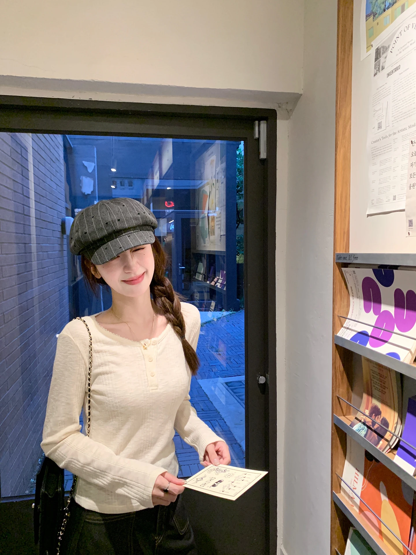 

Женский вязаный свитер YANUOYU с длинным рукавом и круглым вырезом, облегающий, универсальный базовый слой, Starry Pulse Commute Sle