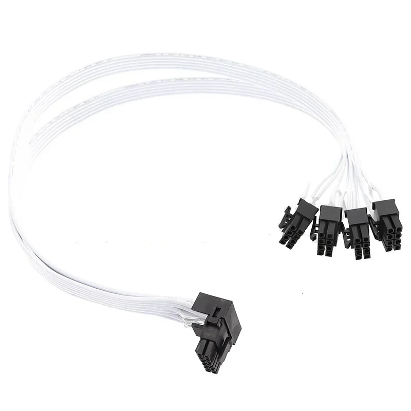 

New 4 * CPU 8 - pin to 16 pin male PCI - E 5.0 12VHPWR RTX 4090 90 elbow black white 1pcs PSU adapter cable