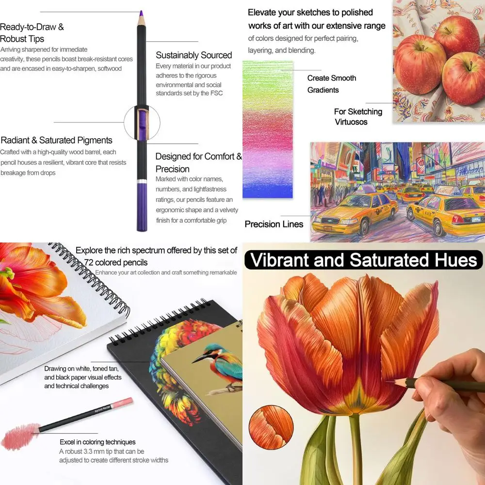 

Colored Pencils or Adult Coloring Books, 72 ColDing Pencils with Oil-Based Cores, Proional Art Supplies or Artists, Coloring Pen