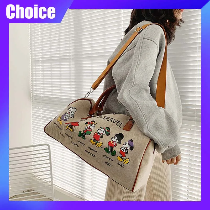 

Disney Mickey Women'S Travel Bag Fitness Canvas Gym Bag Fashion Shoulder Bag Cartoon Business Trip Luggage Bag Outdoor Handbag