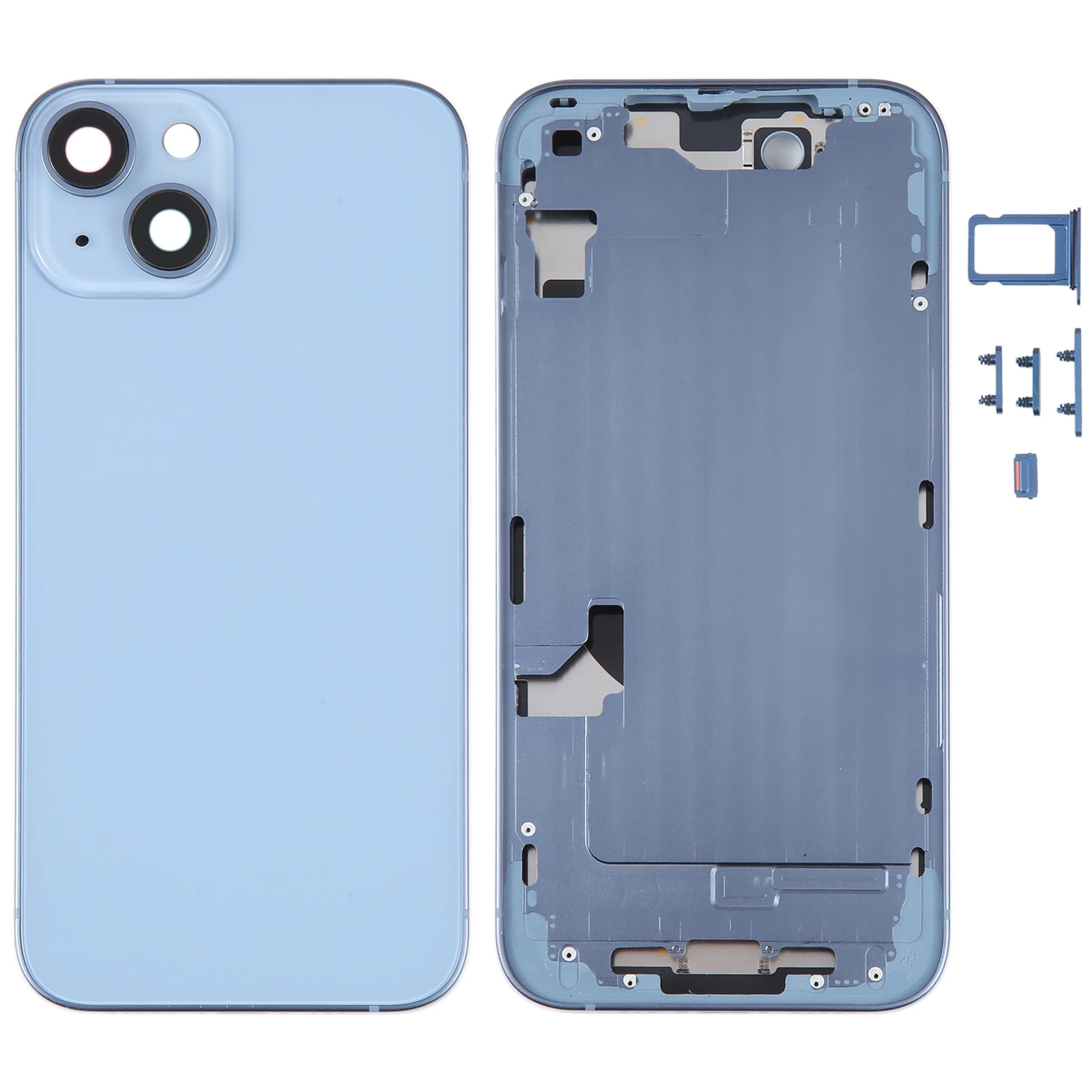 

For iPhone 14 Battery Back Cover with Middle Frame / Side Keys(Blue)