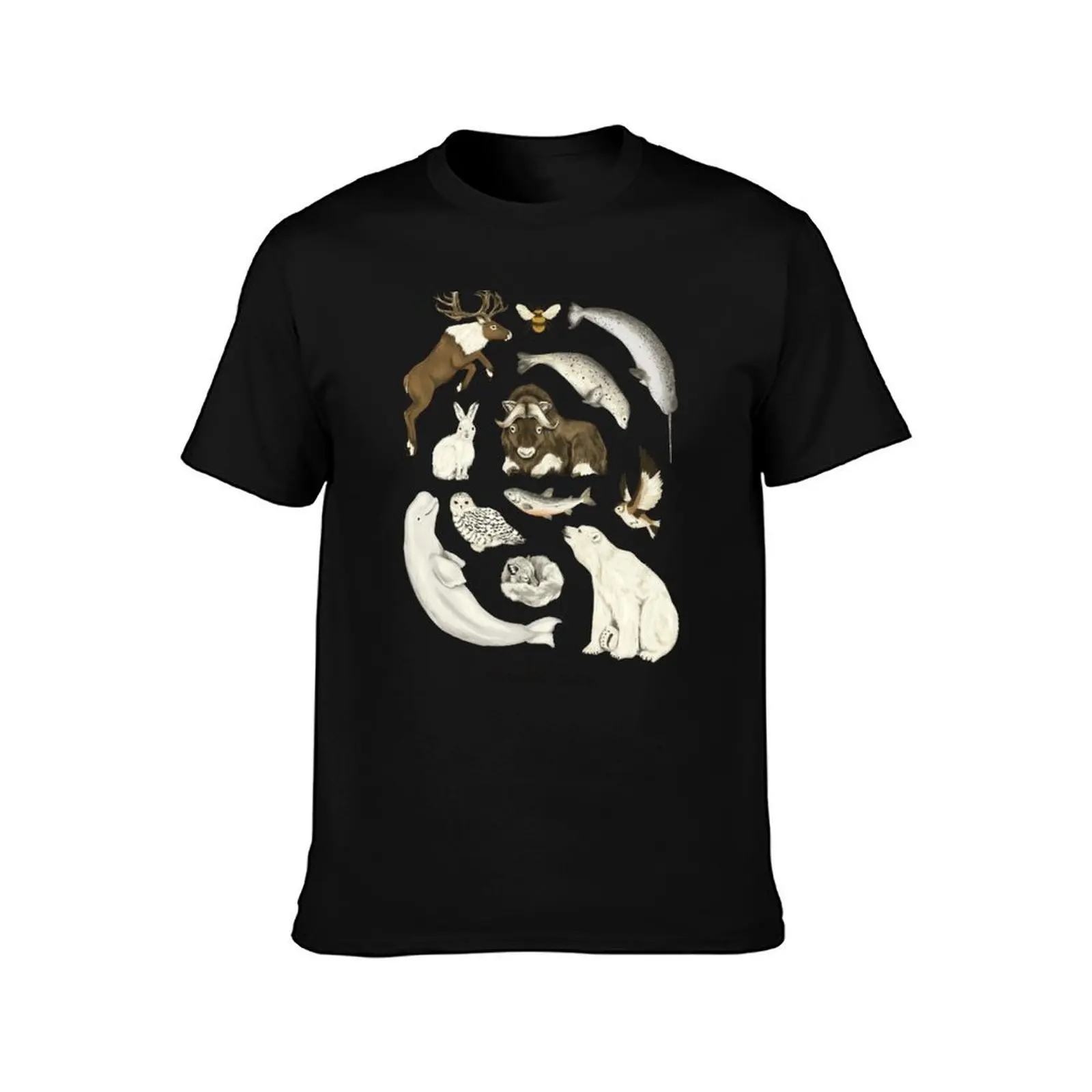 Wildlife of the Canadian Arctic T-Shirt, Summer Casual Cotton Tee, Oversized Streetwear Tops, Vintage Graphic Print, 100% Cotton