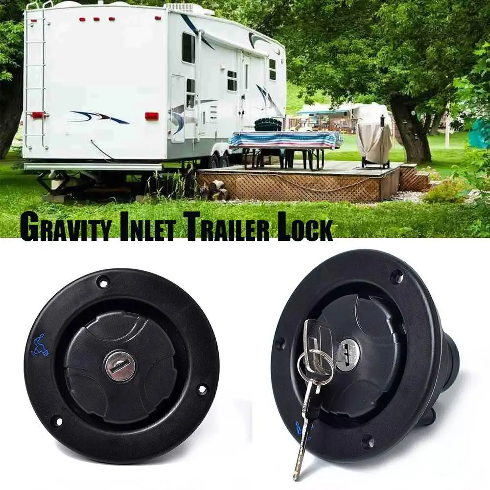 

Gravity Inlet Trailer Lock Anti-Theft Camper Trailer Hatch Filler Lock With Vent & 2 Keys Weatherproof Water Car Accessories
