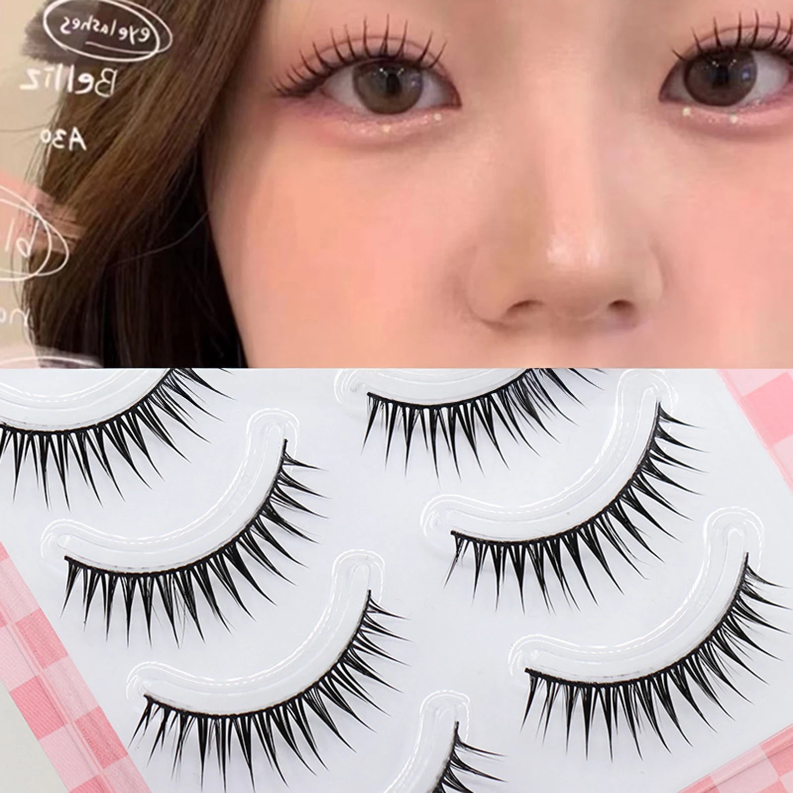 5 paia di strisce ciglia finte sottili striscia naturale ciglia manga trucco estensioni stile coreano striscia ciglia finte