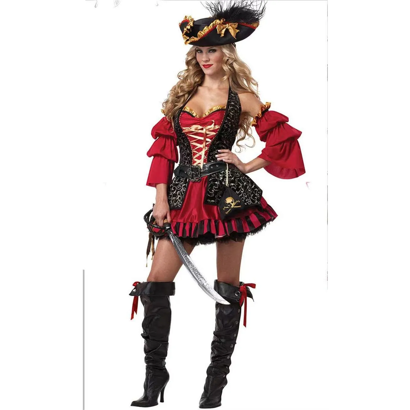 Captain Ja Piratenkostüm Halloween Par Wear Damen Traditionelle ethnische Bühnenaufführungskleidung Frühling