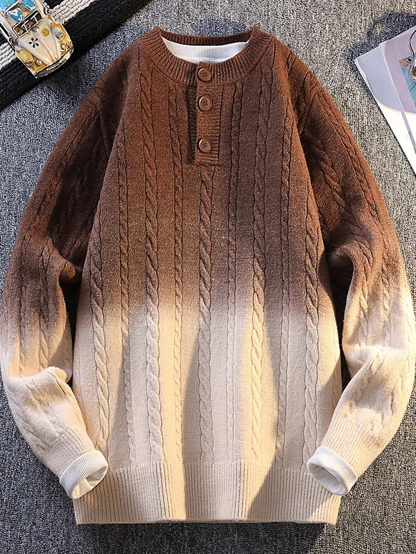 

Мужской вязаный свитер Thiened, однотонный, зимний, модный, теплый, повседневный, с высоким воротником