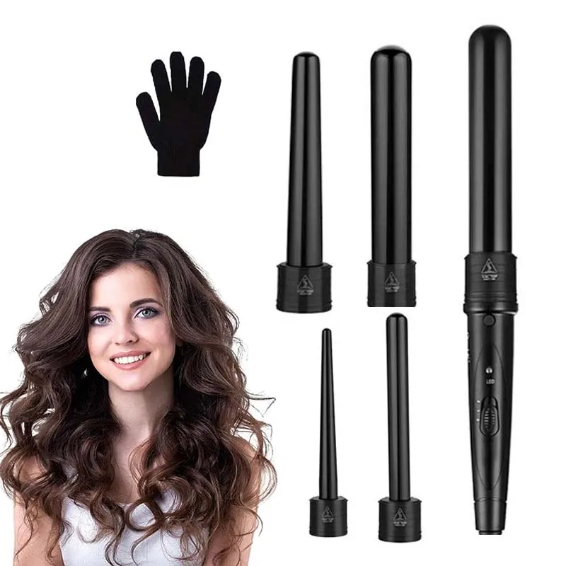 

Профессиональный инструмент для горячей завивки, набор щипцов для завивки волос, сменные вращающиеся щипцы для завивки волос 5 в 1,