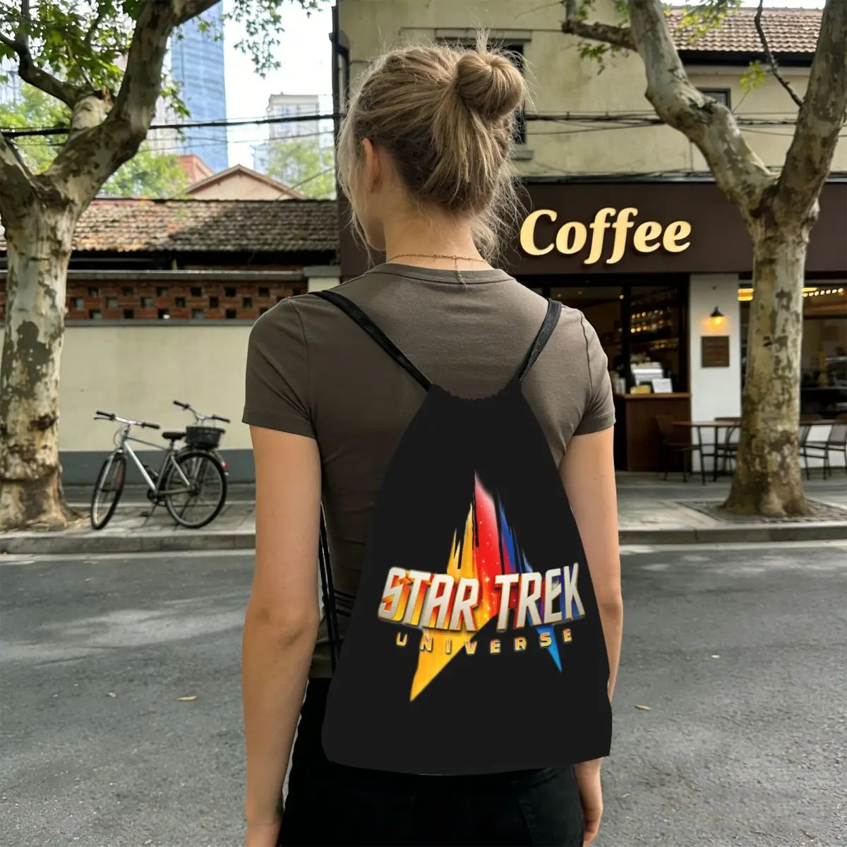 Star Treks Science Fiction TV Series Backpacks Portable Drawstring Bags Sports Bag Book Bags for Man Woman School