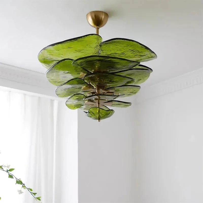 

Nordic Multi Layer Green Chandelier Living Room Bedroom Hall Pendant Lamp Home Decoration Luminaires Interior Lighting Fixture