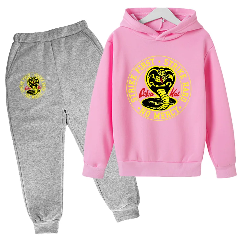 2022 Spring New Cobra Kai Hoodie Suit Cotton Kids Hoodie And Pant Two-piece Children Clothing Set 4-14 Years Girl Boys Clothes